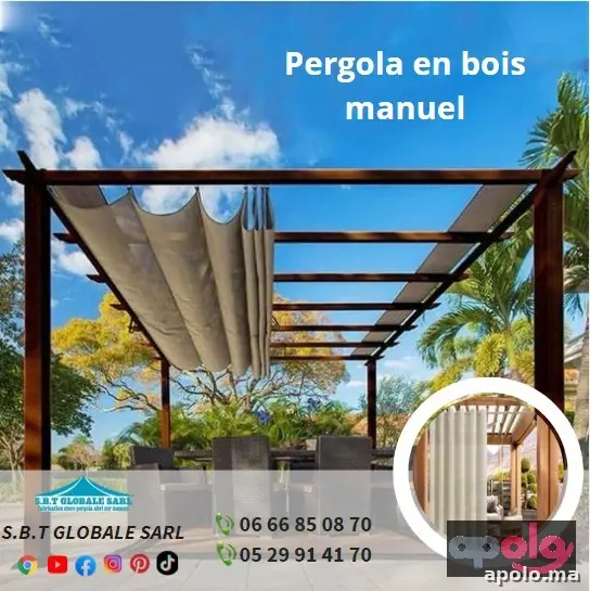 pergola manuel en bois Marrakech